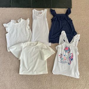 5 girls summer tops size 8-9 white